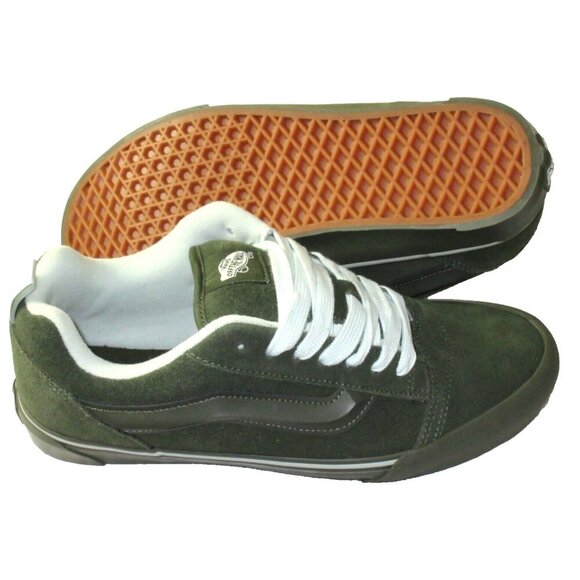 Vans Men's Knu Skool Utility Mono Olive Green Suede Skate Shoes sizes NIB - Picture 2 of 5